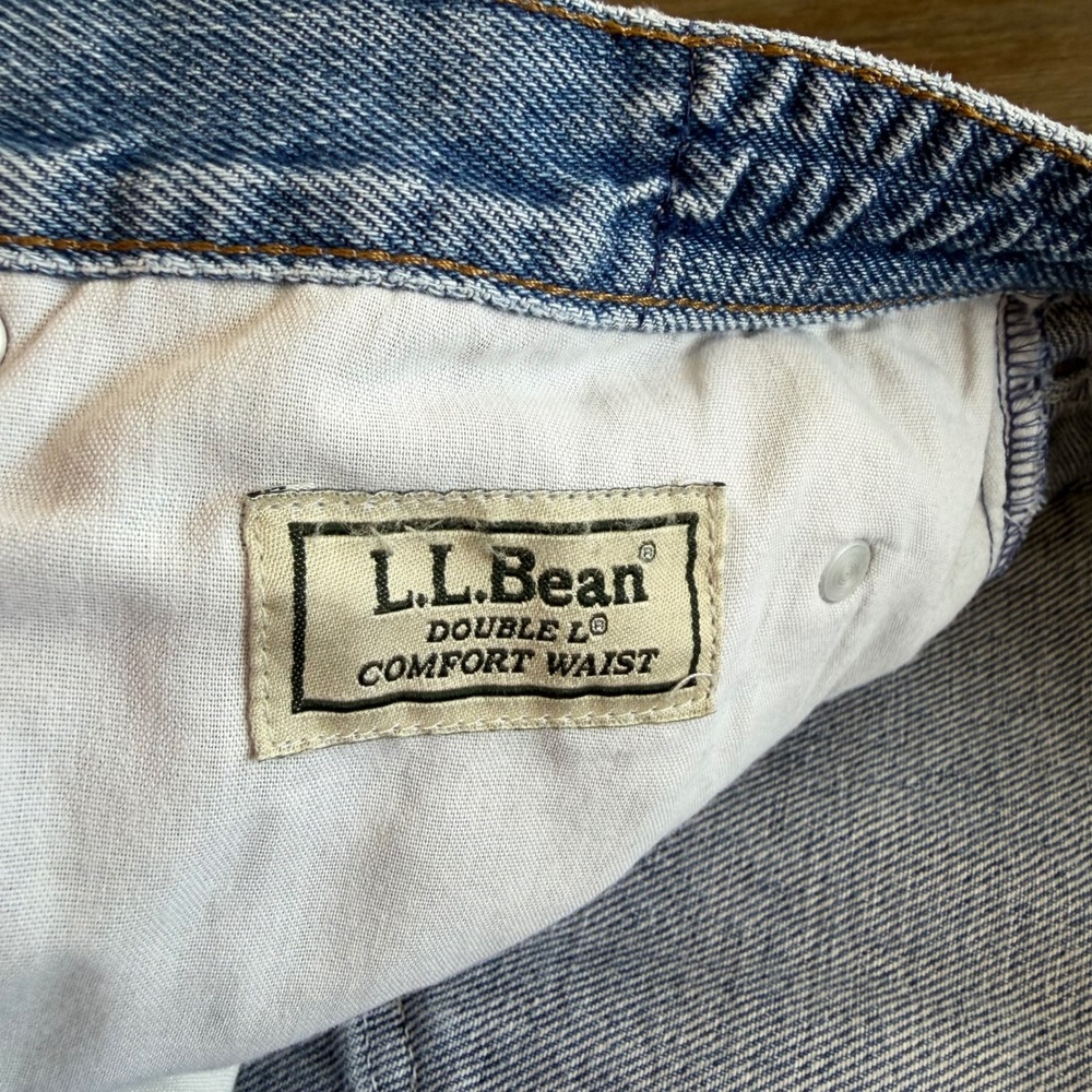 Vintage LL Bean 100% Cotton Elastic Waist Men's 42x29 Denim Jeans Relaxed Fit - Picture 6 of 10